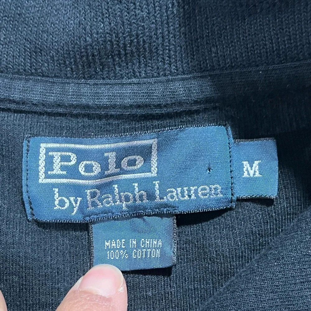 Polo Ralph Lauren Sweater Mens M Black Chicago Booth Cotton Tight Knit Mock Neck